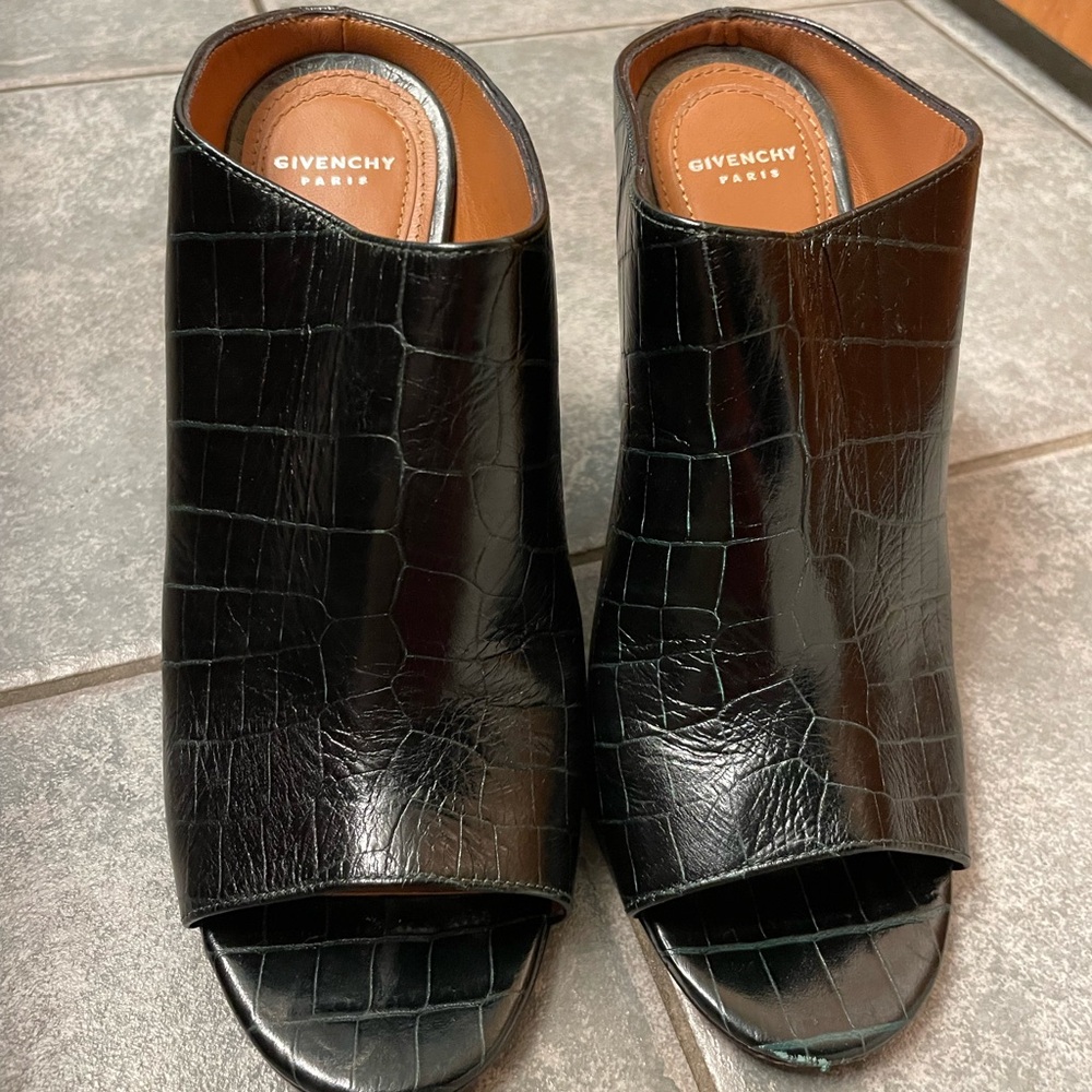 Givenchy Black Croc-Patterned Mules - image 1